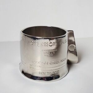 Zara Silver Tone Cuff Bracelet Ticket Hotel Resort Malibu Hinged Statement Club